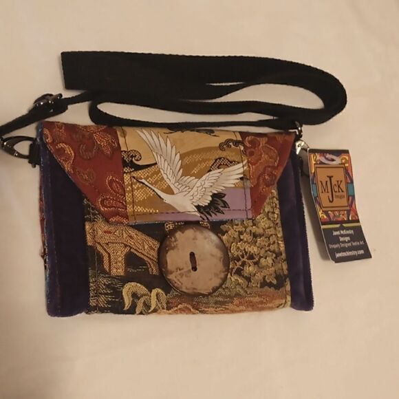 Janet McKinstry repurposed textiles small crossbody brocade velvet handmade bag - Picture 1 of 8